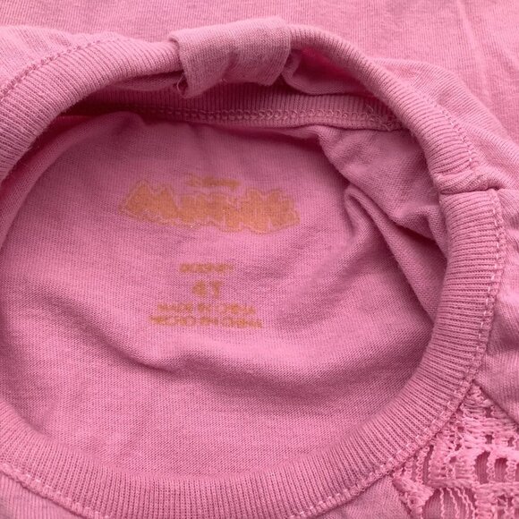 Disney Minnie Mouse Toddler Pink Shirt Lace Accents Size 4T Short Sleeve Cotton - Picture 4 of 11